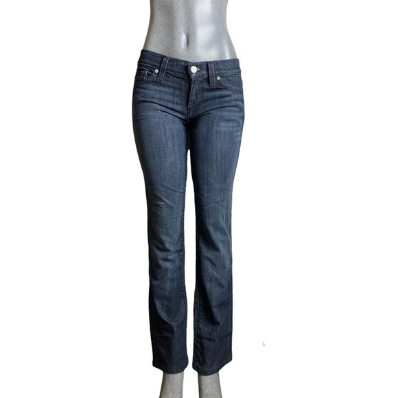 7 For All Mankind Womens Jeans Tag 25 28x29 Blue Dark Wash Straight Leg Low-Rise - Picture 2 of 12